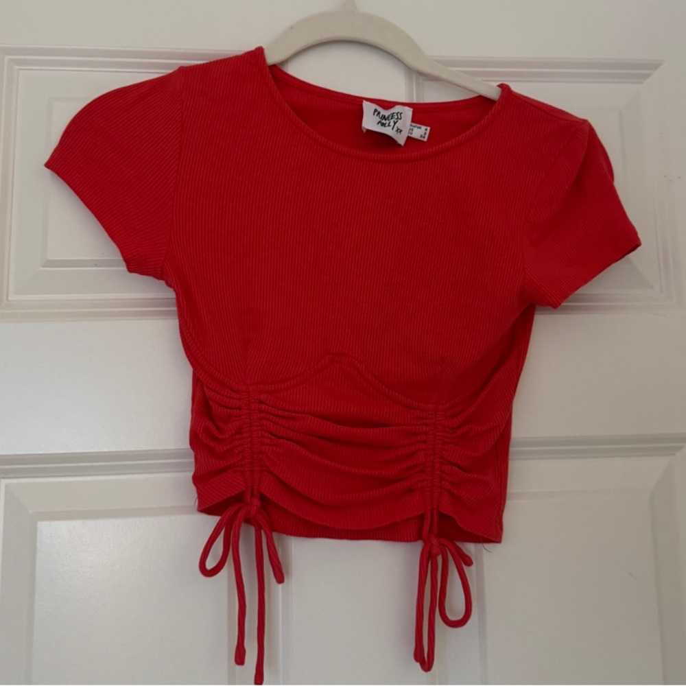 Red Ruched Crop Top by Wild Fable